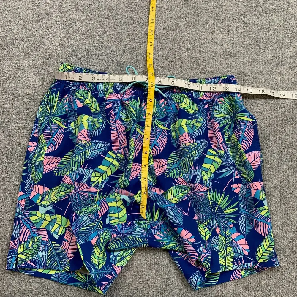 Chubbies Swim Shorts Mens Small Blue Floral Tropical Leaf Mesh Lined Beach Trunk